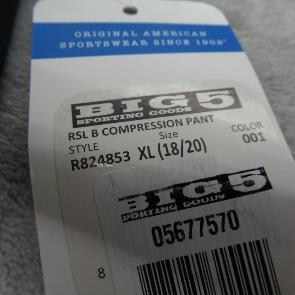 Russell Athletic Compression Pants Youth XL Black Big 5 Tights PUll-On 26x28 NEW